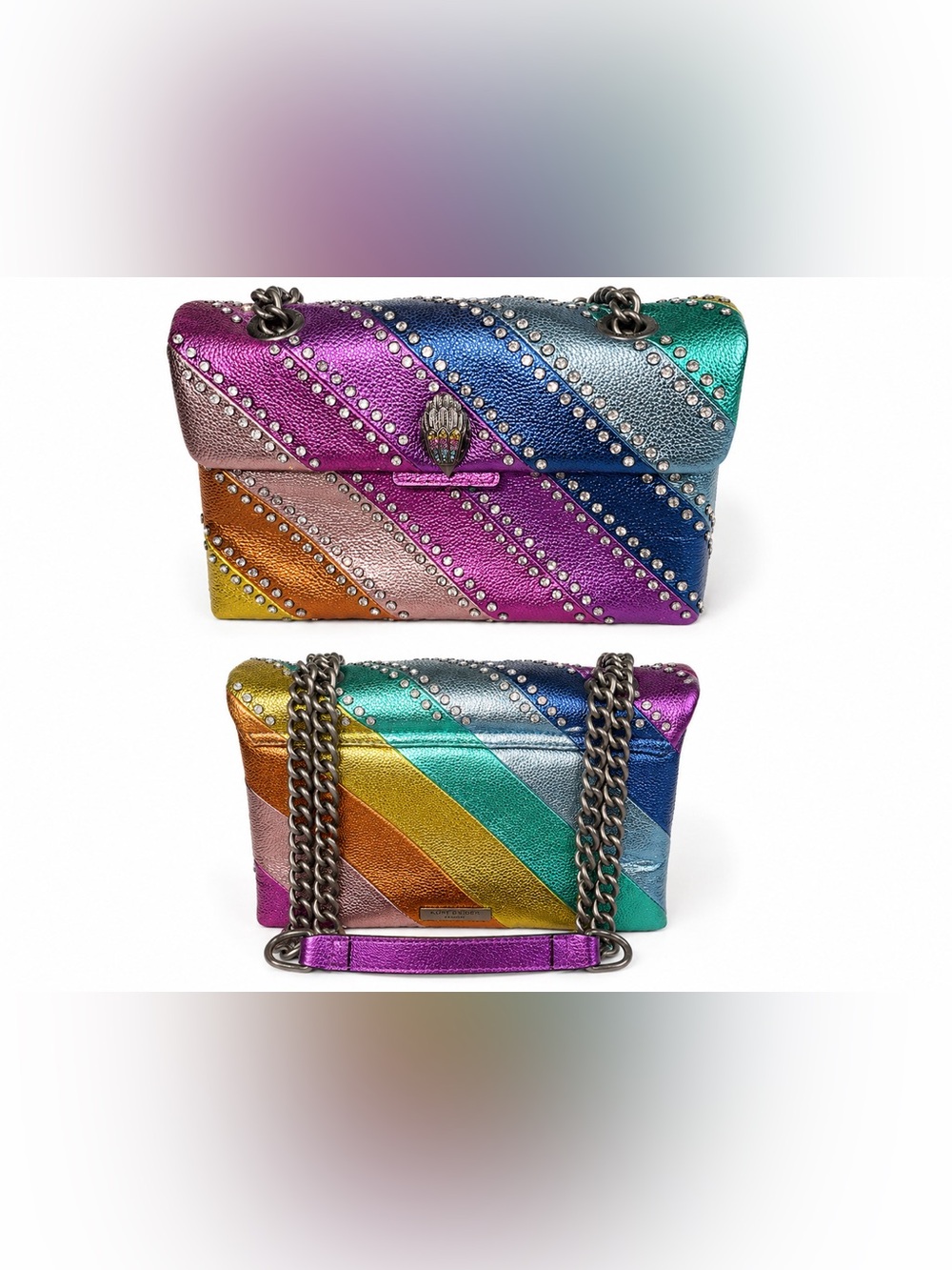Kurt Geiger Multicolor Studded Rainbow Leather Crossbody